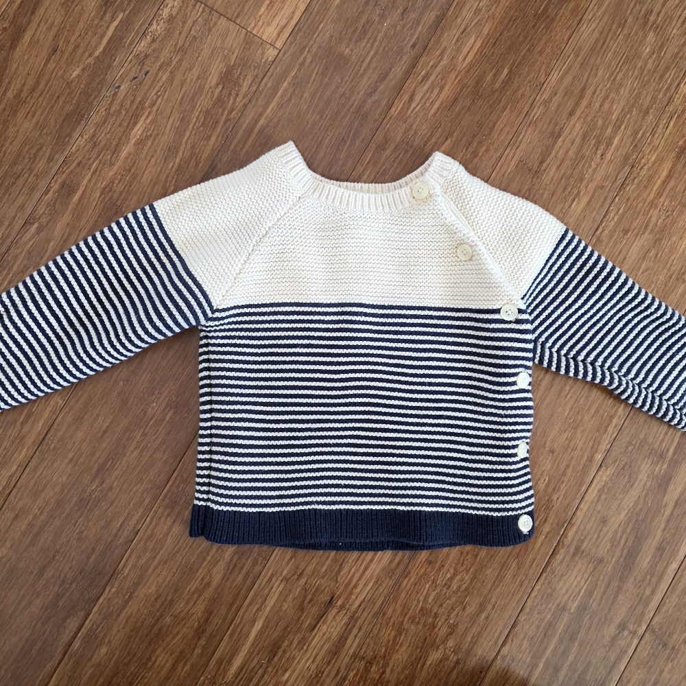 GAP Kids Navy and Cream Striped Sweater